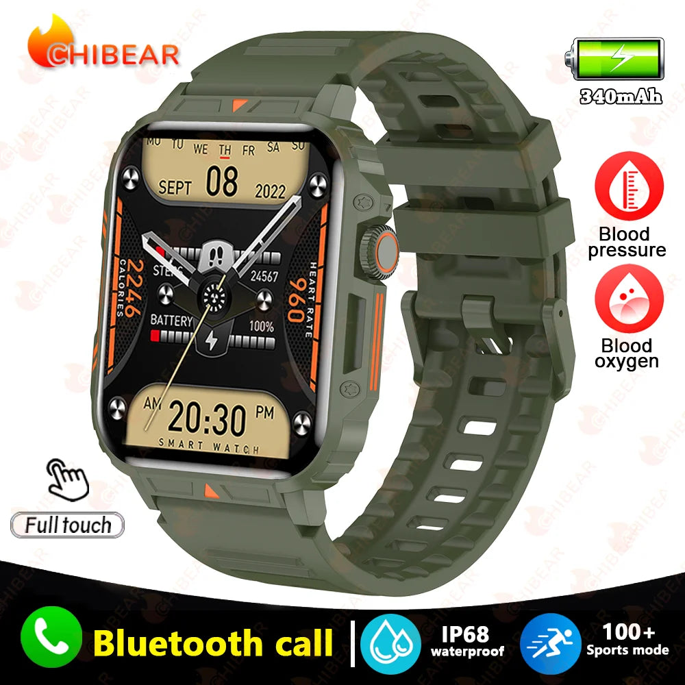 2024 nouveau 1.95 extérieur militaire homme montre intelligente hommes Bluetooth appel Smartwatch hommes pour Android IOS IP68 étanche Ftiness montres