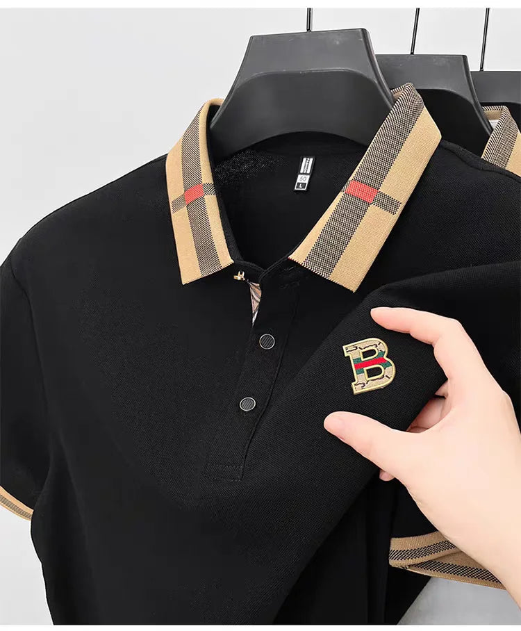 Marque de luxe logo polo à manches courtes hommes été nouveau haut de gamme en soie coton respirant Paul T-shirt mode décontracté vêtements pour hommes