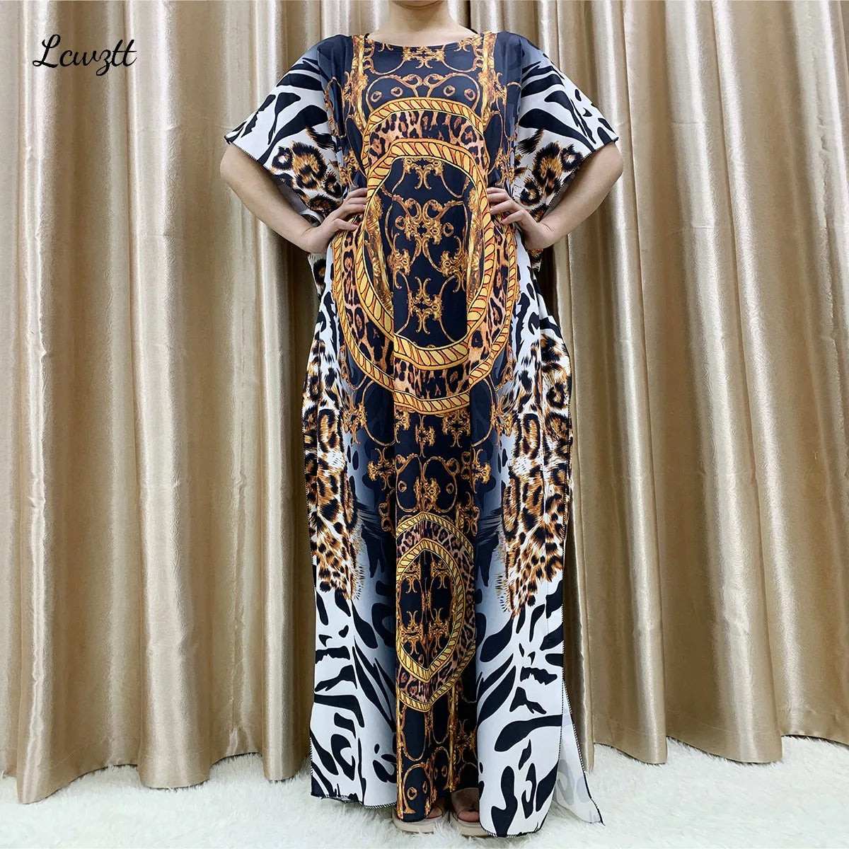 Mode nouveau Style fleur manches africain Dashiki imprimé fleuri taille ceinture coton Caftan dame été Maxi robes décontractées robes