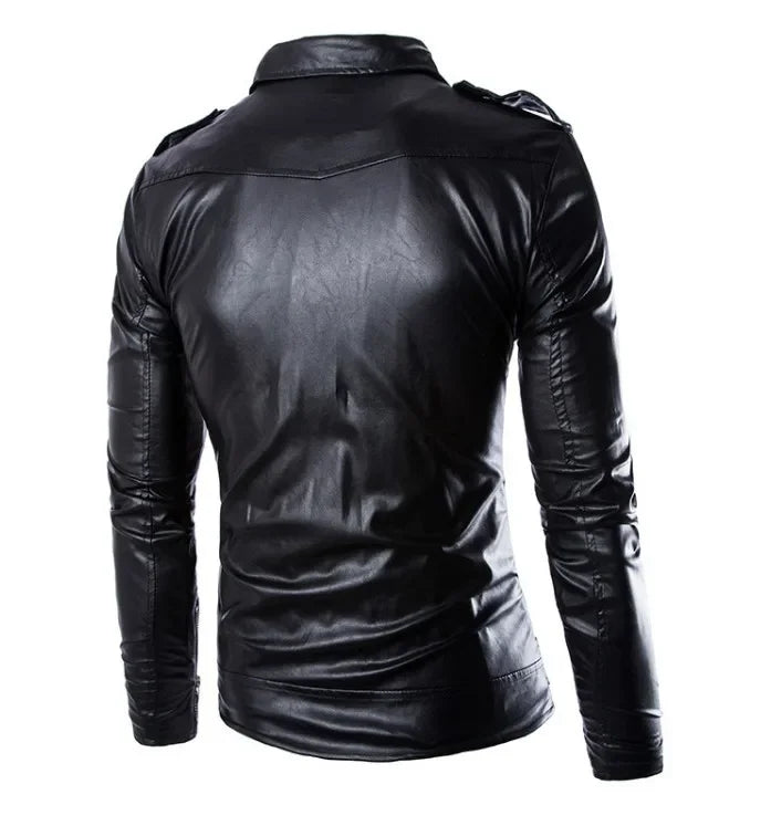Veste en cuir PU Style motard coupe cintrée pour hommes, manteau décontracté britannique à la mode Y012, veste en cuir confortable et souple pour hommes