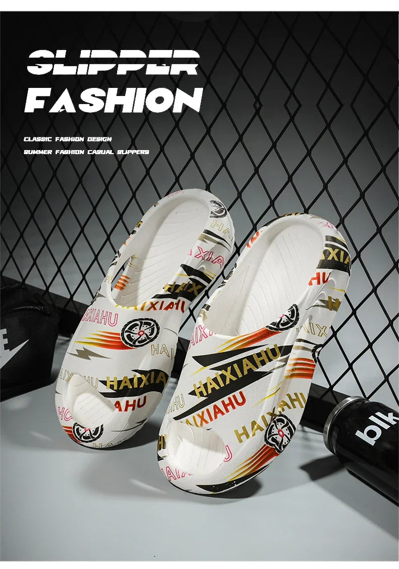 Plate-forme chaussures pour hommes nouveaux tongs d'été 2025 sandales respirant antidérapant amoureux hommes et femmes tout correspondant imprimé pantoufles hommes