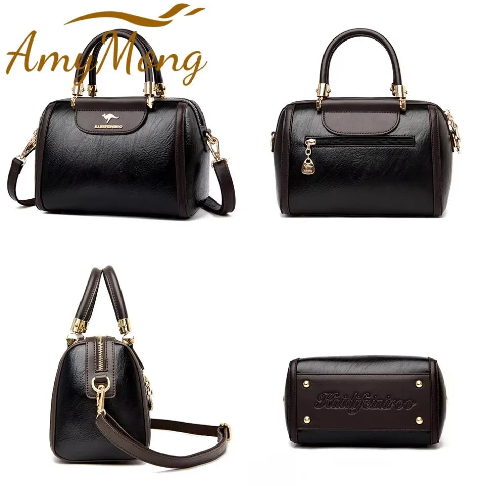 Sac à main à poignée supérieure en cuir pour femmes, sac à bandoulière à coque décontractée, sacs de messager initiés, sac à main à la mode pour dames, super haute qualité