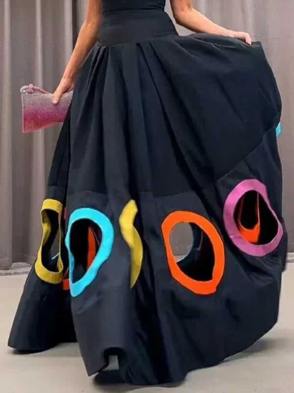 UOOZEE 2025 nouveau été femmes élégant soirée Maxi robes mode arc-en-ciel imprimé creux taille haute a-ligne longue robe