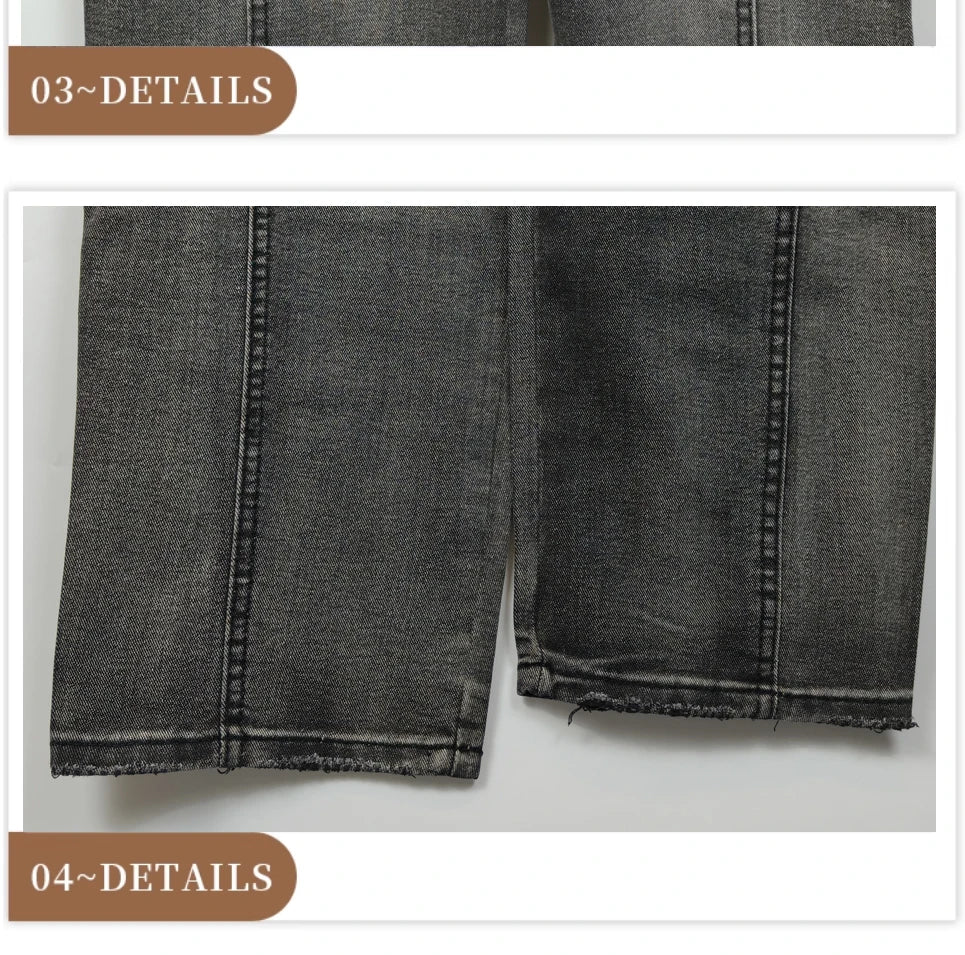 Pantalon en jean Baggy à jambe droite pour hommes | Jean d'affaires décontracté coupe large et ample pour le style toutes saisons printemps/automne