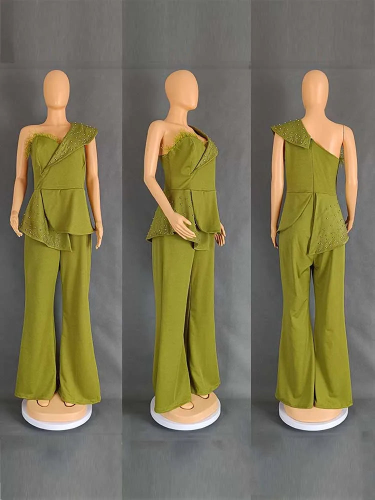 Combinaison sans bretelles taille haute, col à rivets, pour soirée et fête, haut tubulaire, élégante, Sexy, pour anniversaire