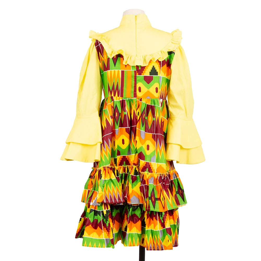 Bintarealwax-Vêtements traditionnels africains pour enfants, robes à volants pour filles, nouvelle mode, Dashiki mignon, WYT575