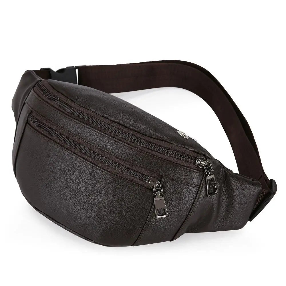 Sac de taille multifonctionnel en cuir pour homme, sacs à bandoulière de luxe, sac de voyage, sac de sport étanche, portefeuilles d'argent, extérieur, affaires