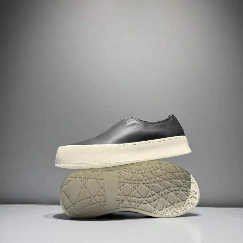 Hommes respirant mode personnalité en cuir véritable bas plate-forme mocassins marche hommes haute rue confortable sans lacet chaussures