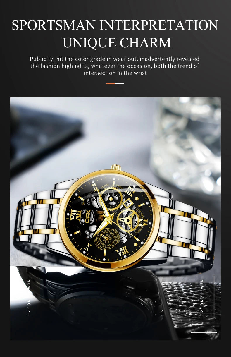 OPK8135-montre pour hommes, bracelet en acier avec lueur nocturne étanche