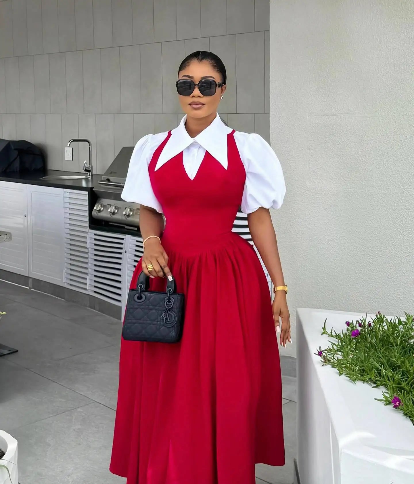 CM.YAYA – robe chemise longue à manches courtes bouffantes pour femmes, douce, Slim, taille haute, froncée, plissée, plage, Streetwear, Maxi, grande balançoire