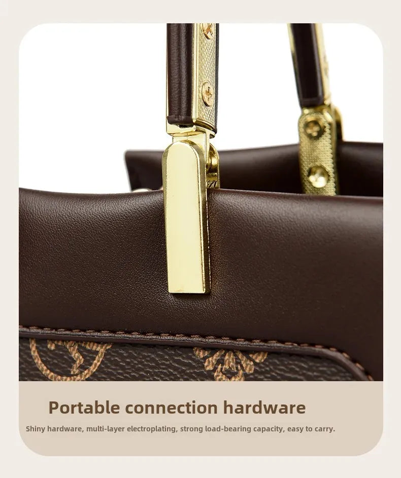 Sac fourre-tout rétro de grande capacité, sac à main imprimé couleur assortie Simple, cadeau pour maman, sac à bandoulière Simple, fermeture à glissière, autre matériau