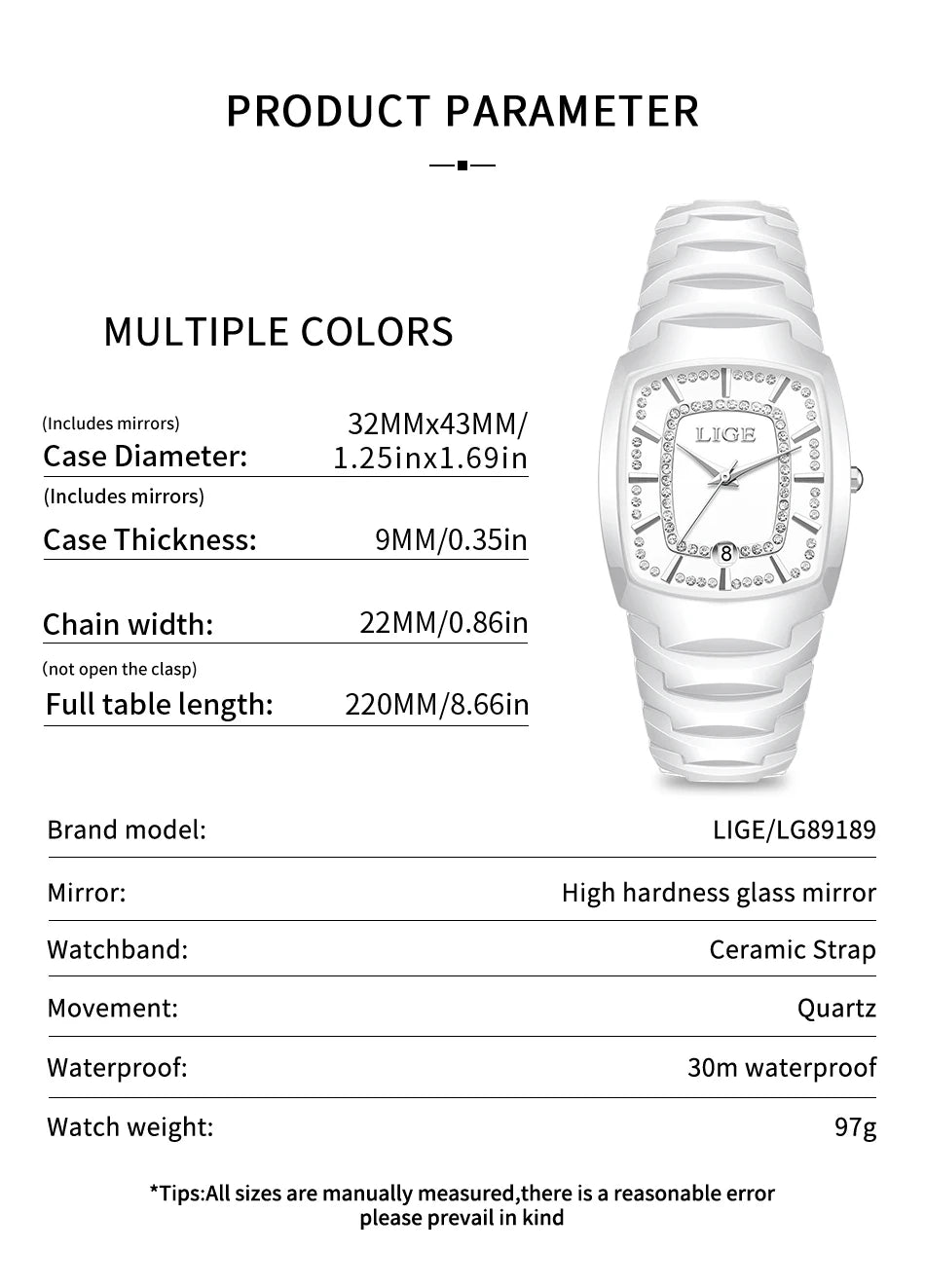 LIGE 2025 TOP montre pour femme élégante étanche mode dames horloge créative bracelet en céramique montre pour femmes cadeau Relogio Feminino