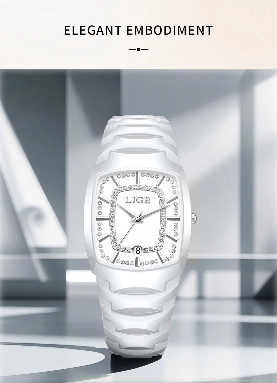 LIGE 2025 TOP montre pour femme élégante étanche mode dames horloge créative bracelet en céramique montre pour femmes cadeau Relogio Feminino