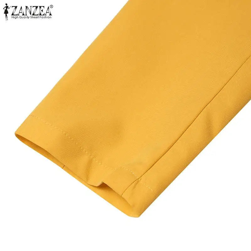 BS- Sublime femmes mode 2 pièces Blazer costumes cranté revers à manches longues Blazer pantalon ensembles élégant bureau dame solide 2 pièces tenues