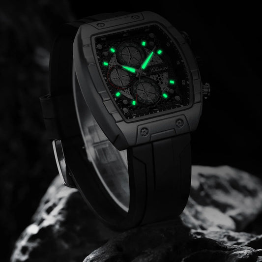 CHENXI-Montre de sport à quartz pour homme, bracelet en silicone noir, chronographe, date, marque originale, mode