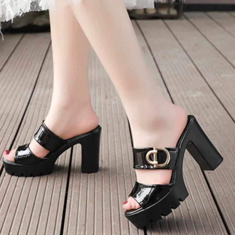 Sandales à Talons Hauts à Enfiler pour Femme, Pantoufles à Plateforme, Tendance, Minimalistes, Sexy, Confortables, à la Mode, Nouvelle Collection 2024