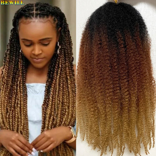 1 - 6 paquets de cheveux en crochet de twists Marley de 18 pouces, de noir et brun à blond, cheveux de tresse ombré Afro Marley synthétique, pour les tresses de mèches fausses
