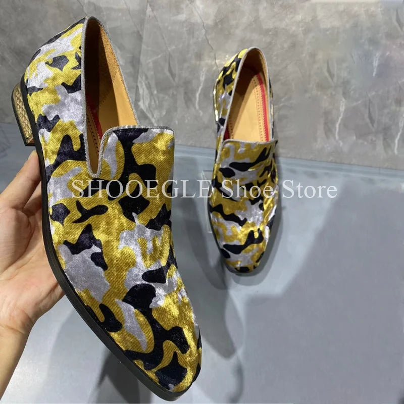 Mocassins en daim à imprimé léopard pour hommes, chaussures décontractées en cuir, chaussures simples, robe d'affaires, bureau, mariage, printemps, été