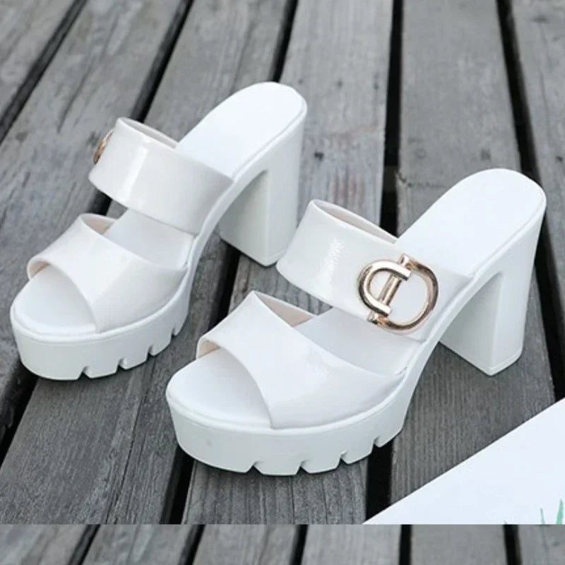 Sandales à Talons Hauts à Enfiler pour Femme, Pantoufles à Plateforme, Tendance, Minimalistes, Sexy, Confortables, à la Mode, Nouvelle Collection 2024