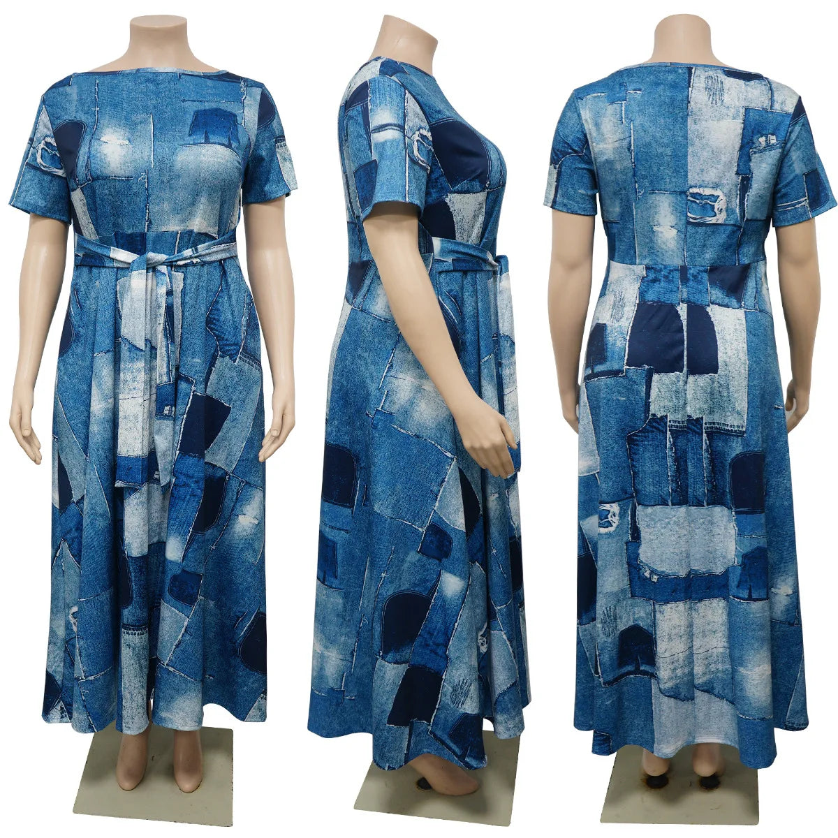 Robe décontractée à manches courtes pour femmes, tenue de bureau, mode printemps-été, ample, imprimée, à lacets, 2024