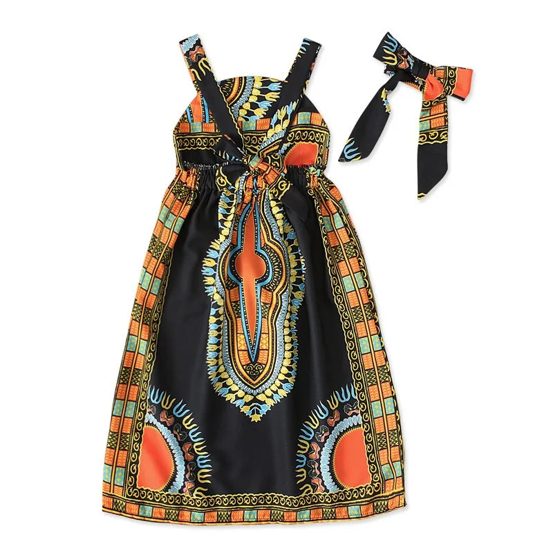 Vêtements africains enfants mode Dashiki Robe Robe Africaine bébé fille vêtements Bazin Riche sans manches robes africaines pour les filles