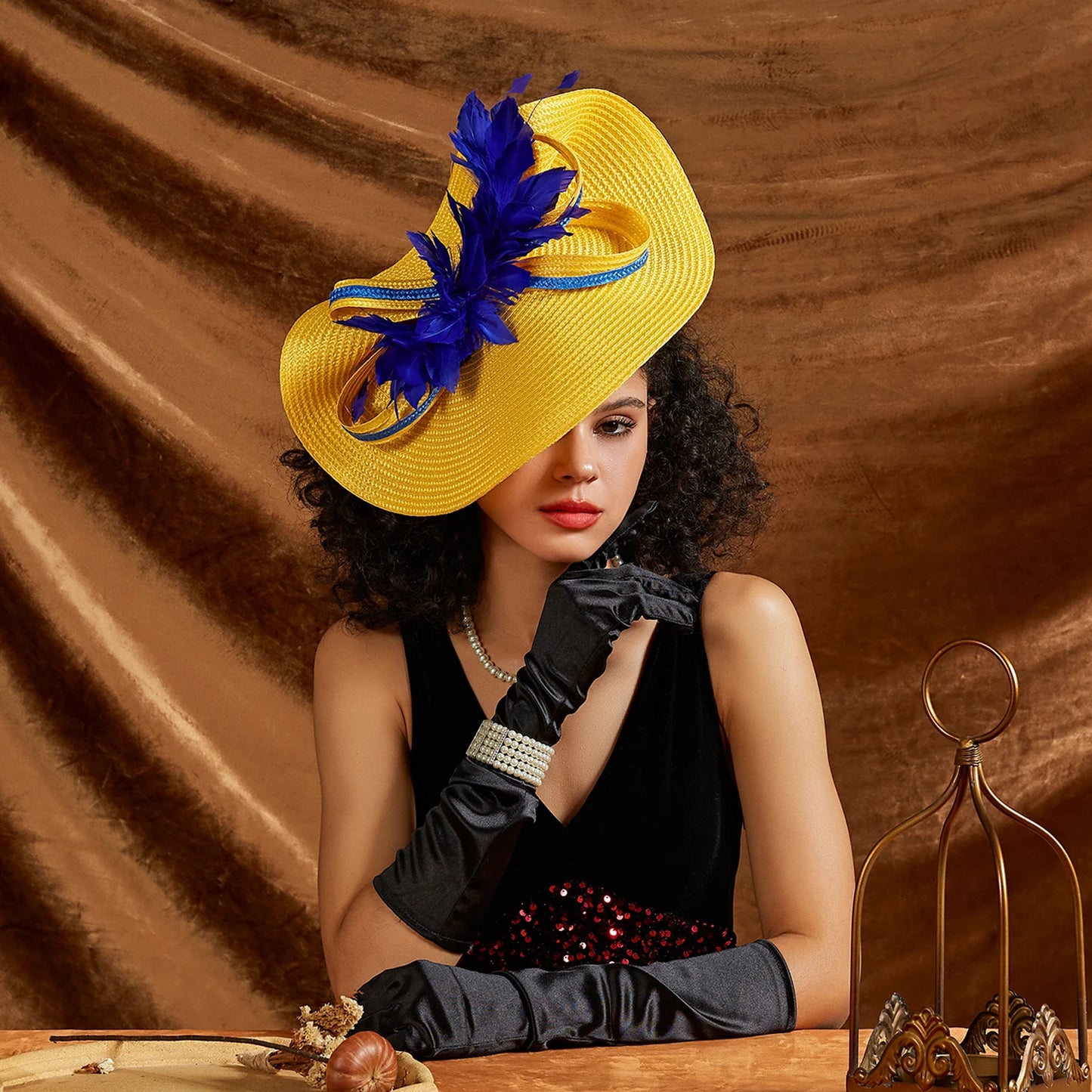 Chapeau de mariage en plumes parfaites, chapeaux Derby Kentucky en paille à la mode, fascinateurs de mariée de luxe Premium, bandeau Unique avec Clip pour voile