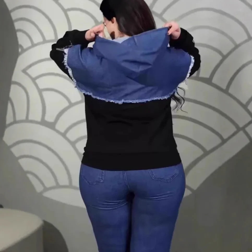 Ensemble veste et pantalon de costume en Denim pour femmes, Ensemble de vêtements en Denim confortables et décontractés de la chine continentale, article en Stock AE