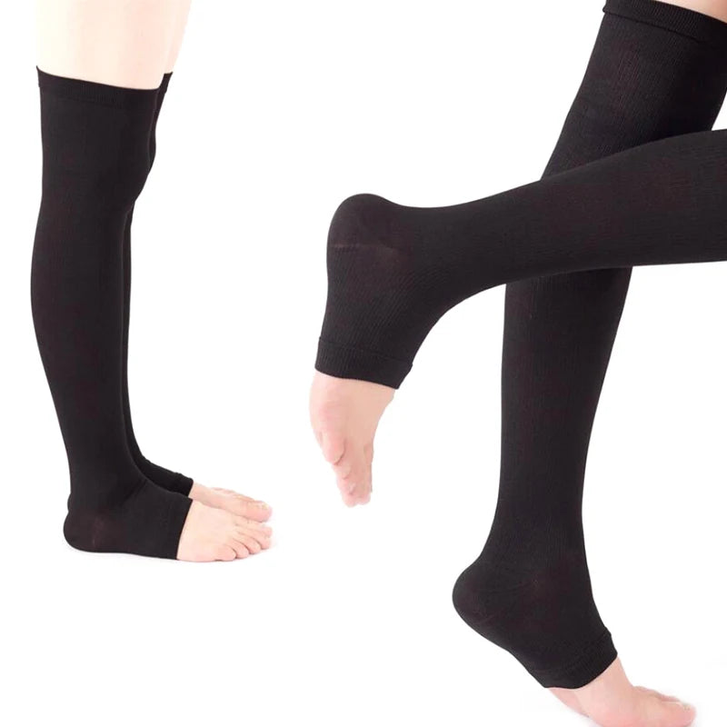 1 paire de bas de Compression médicaux à bout ouvert, hauteur des genoux, bas pour varices, attelle de Compression unisexe, façonnant, 18-21mm