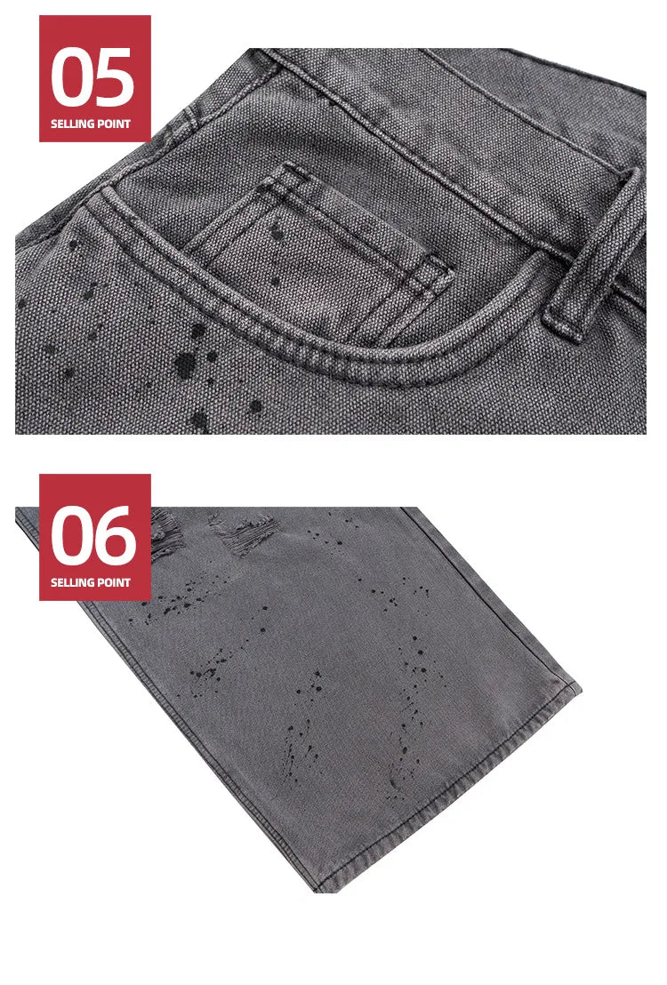 MIJKO jean Baggy délavé pour hommes Streetwear Hip Hop grand jean détruit pantalon en Denim droit