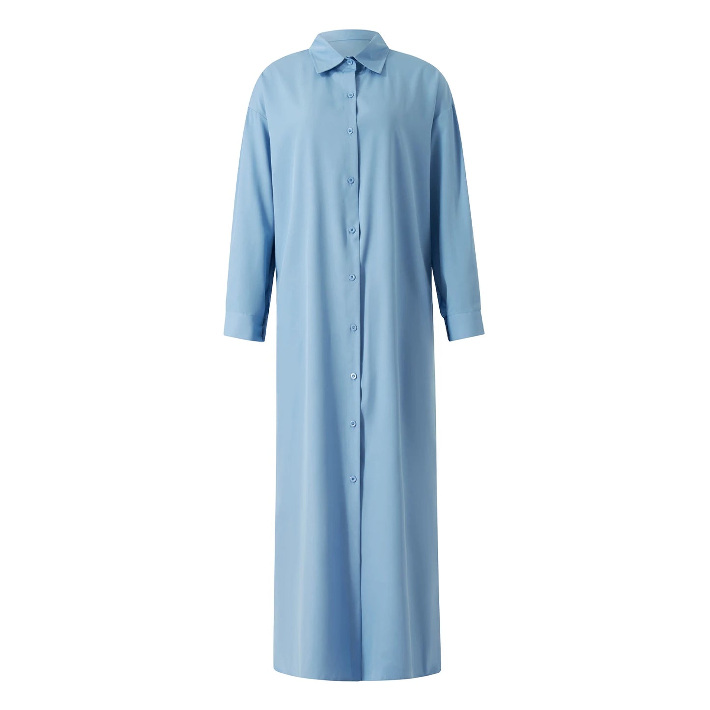 Robe chemise boutonnée à revers pour femmes, robe longue monochrome, streetwear décontracté pour dames, chemise à manches longues pour documents, automne