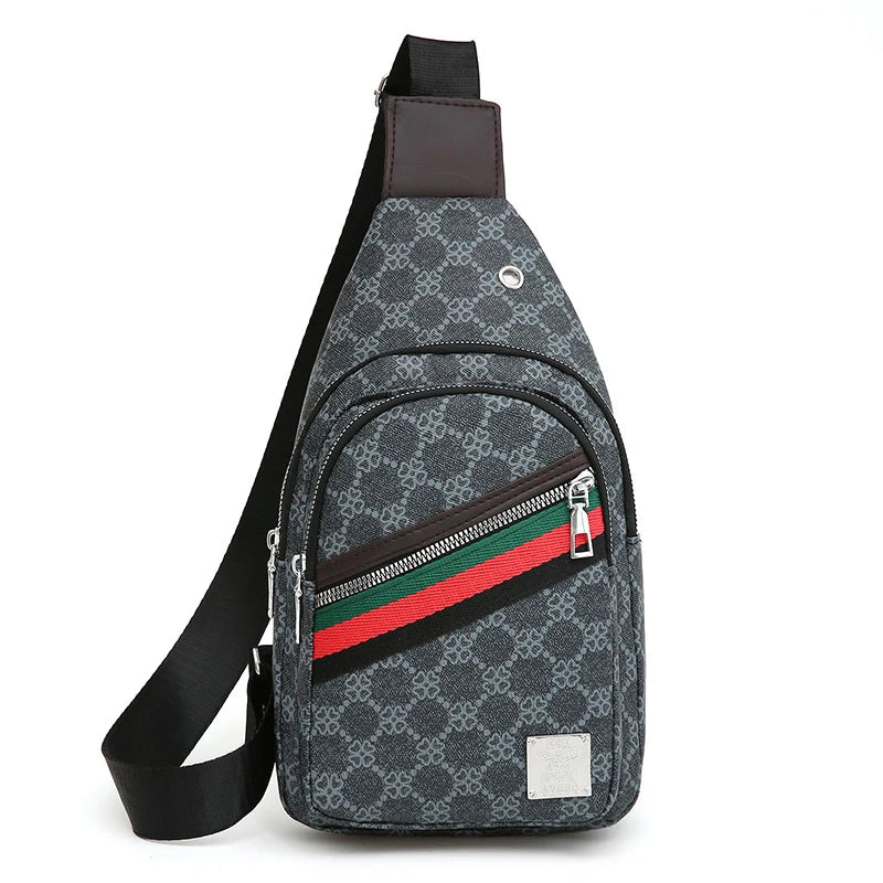 Sac messager multifonction pour hommes, sacs de poitrine en tissu à bandoulière, sac à main décontracté avec trou pour écouteurs