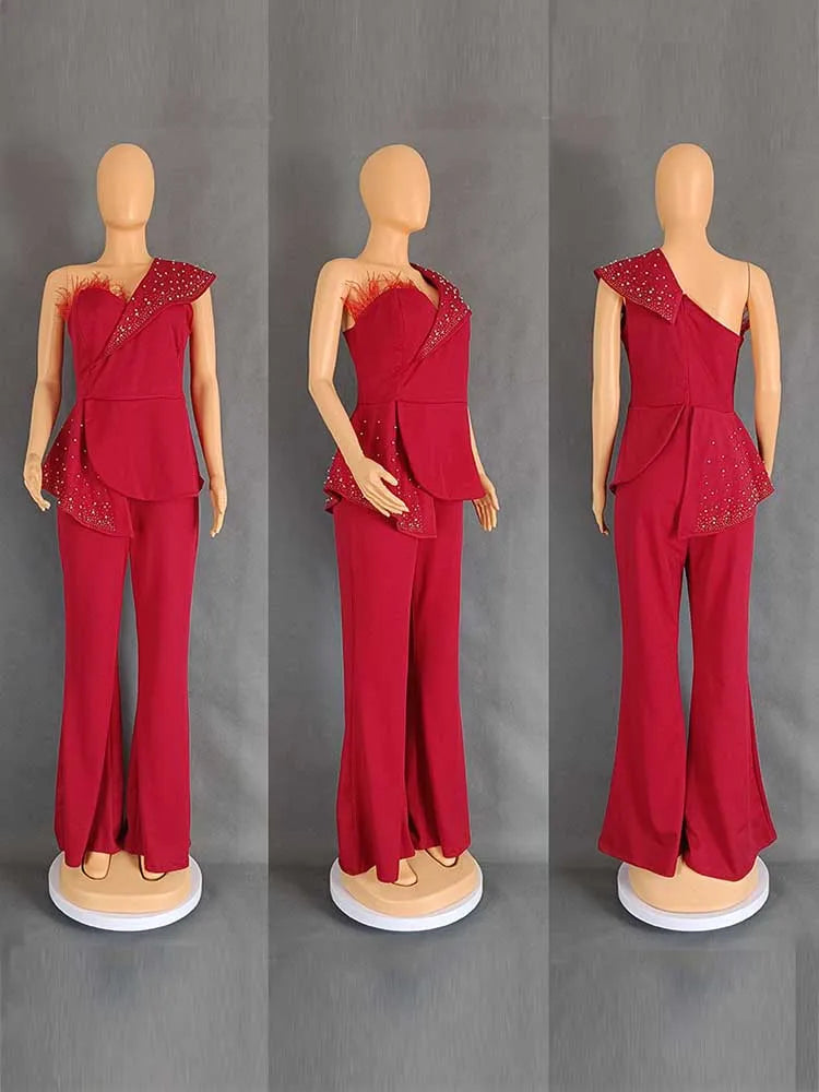 Combinaison sans bretelles taille haute, col à rivets, pour soirée et fête, haut tubulaire, élégante, Sexy, pour anniversaire