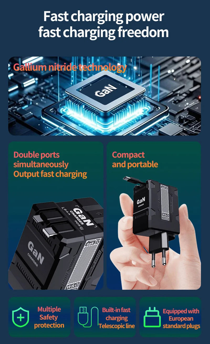 Xiaomi GAN 20W chargeur Ultra rapide Type C éclairage PD 3.0 charge de téléphone portable prise US/EU/UK pour iPhone Samsung Huawei Xiaomi