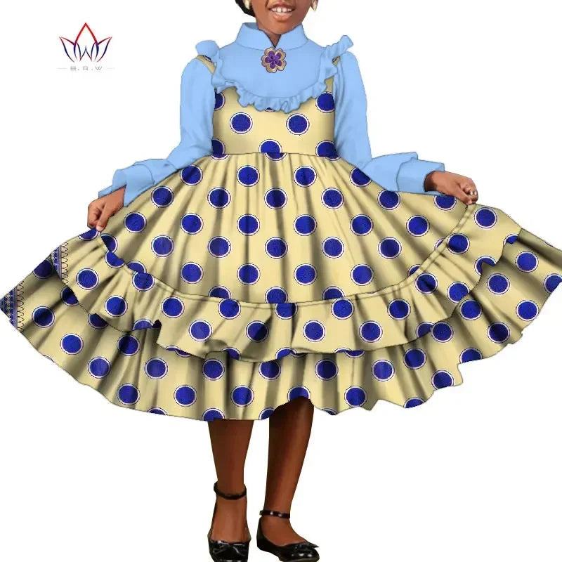 Bintarealwax-Vêtements traditionnels africains pour enfants, robes à volants pour filles, nouvelle mode, Dashiki mignon, WYT575