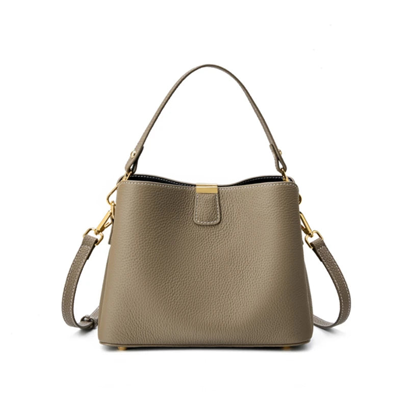 Hifashion 100% vache en cuir véritable seau épaule sacs à bandoulière pour femmes 2025 luxe concepteur large sangle fourre-tout dames sacs à main