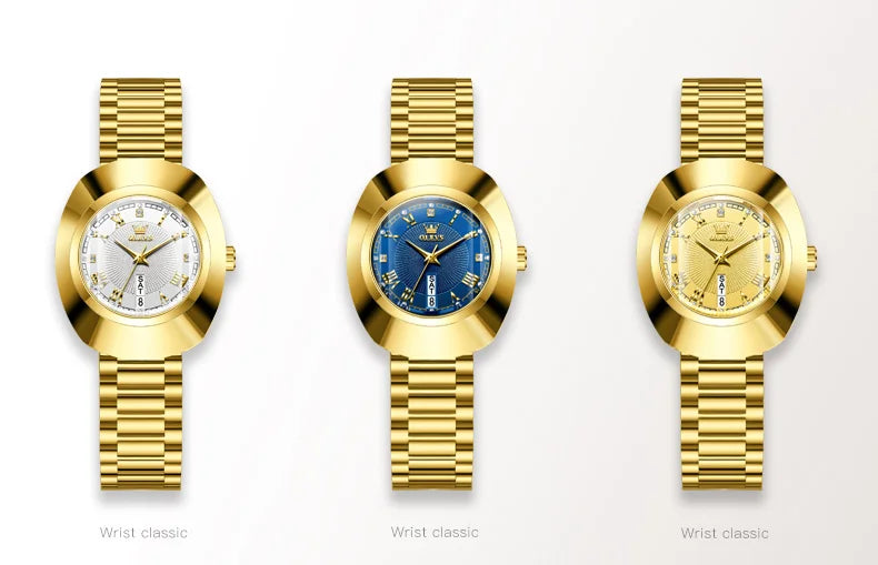 OLEVS Top marque de luxe montre pour femme élégante mode or acier inoxydable montres pour femmes calendrier étanche montre-bracelet à Quartz