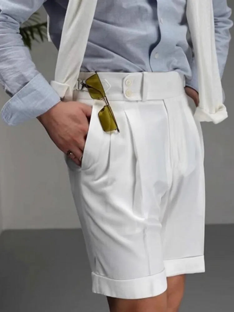 Short de travail d'été pour hommes, créateur italien, blanc, coupe slim, longueur aux genoux, confortable, trempé, nouveau, bermuda décontracté