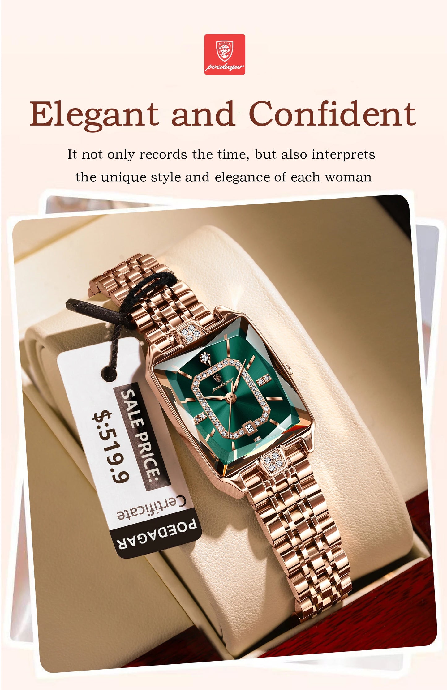 POEDAGAR montre de luxe pour femme calendrier étanche haute qualité dames montre en acier inoxydable Quartz femmes montres élégant + boîte