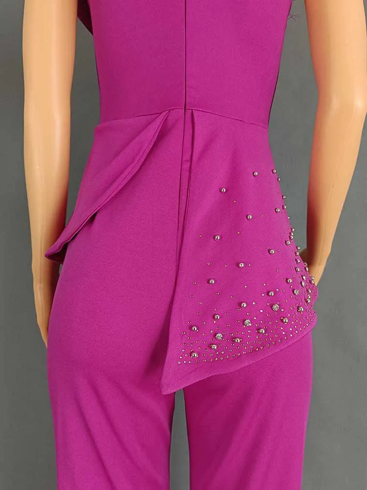 Combinaison sans bretelles taille haute, col à rivets, pour soirée et fête, haut tubulaire, élégante, Sexy, pour anniversaire