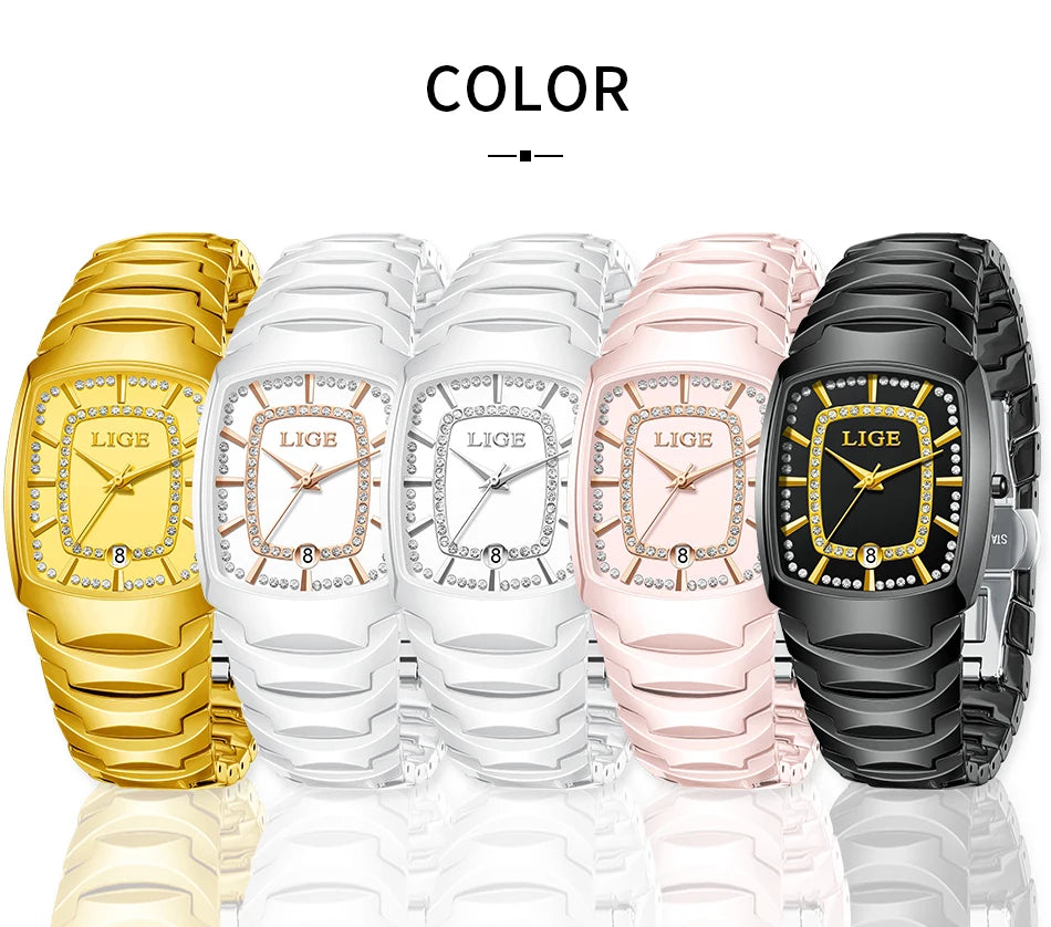 LIGE 2025 TOP montre pour femme élégante étanche mode dames horloge créative bracelet en céramique montre pour femmes cadeau Relogio Feminino