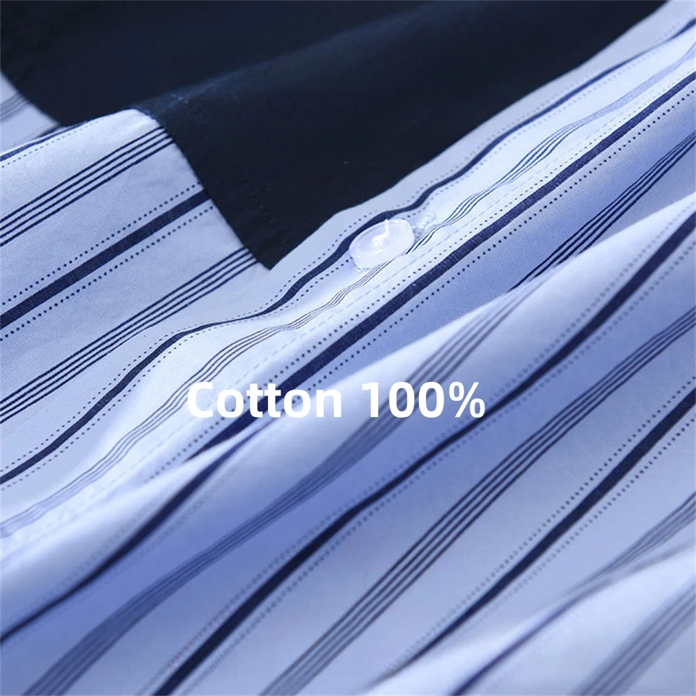 2025 nouvelle chemise pour hommes à manches longues épissage rayure chemises décontractées printemps hommes vêtements hauts pur coton vêtements pour homme usage quotidien