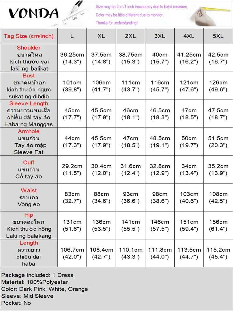 VONDA-Robe de Soirée Imprimée pour Femme, Tenue Éducative Bohème, Col Montant, Ceinture à Nministériels d, Décontractée, Élégante, Été, 2025