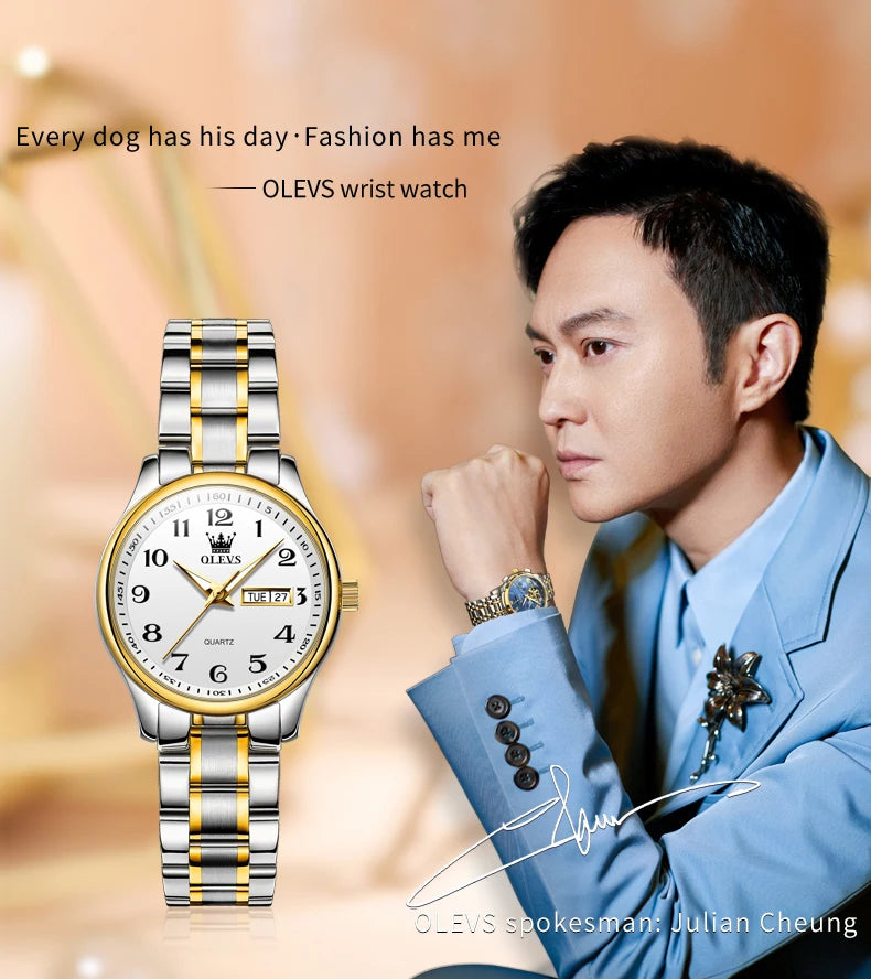 OLEVS montre à Quartz de luxe pour femmes montre élégante en acier inoxydable lumineux étanche semaine Date montre-bracelet dames robe montre