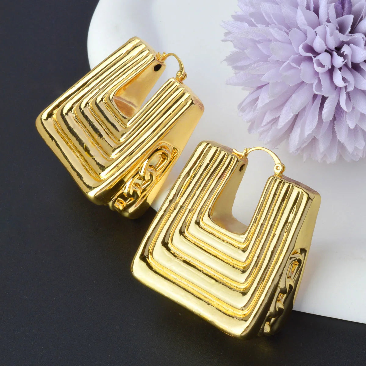 ZEADear – boucles d'oreilles ajourées couleur or 18 carats, en émail noir, gouttes d'huile, boucles d'oreilles, cadeaux de mariage du Nigeria et de l'afrique