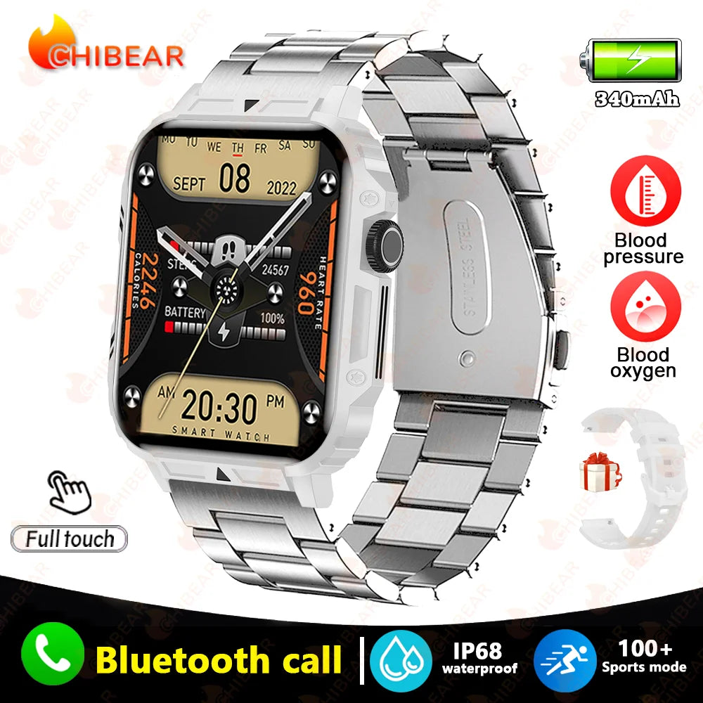2024 nouveau 1.95 extérieur militaire homme montre intelligente hommes Bluetooth appel Smartwatch hommes pour Android IOS IP68 étanche Ftiness montres