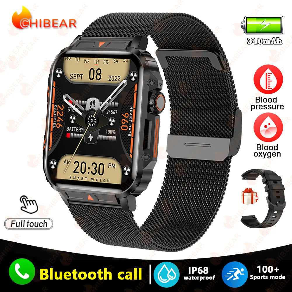 2024 nouveau 1.95 extérieur militaire homme montre intelligente hommes Bluetooth appel Smartwatch hommes pour Android IOS IP68 étanche Ftiness montres