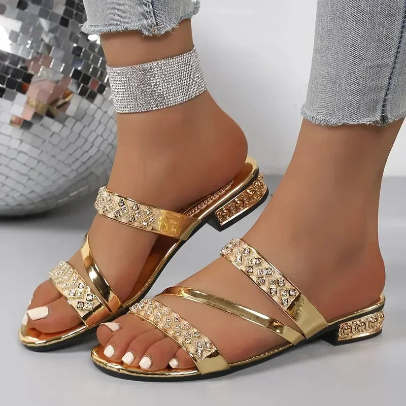 Summer Women Slippers Square Head Snake Pattern Shoes New Flat Bottom Slippers Women Transparent Belt Sandals Slides Women