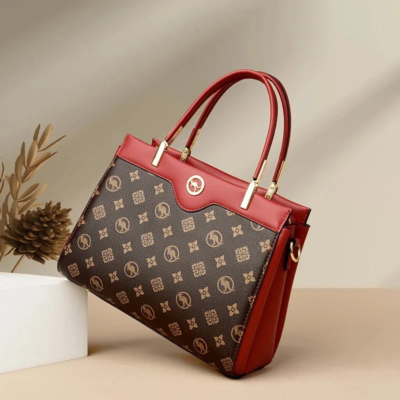 Sac fourre-tout rétro de grande capacité, sac à main imprimé couleur assortie Simple, cadeau pour maman, sac à bandoulière Simple, fermeture à glissière, autre matériau