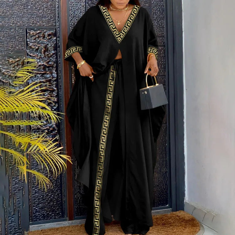 Ensemble haut et pantalon à manches longues pour femmes, col en V, impression de lettres, devant ouvert, décontracté, mode printemps, été, nouveau, 2023