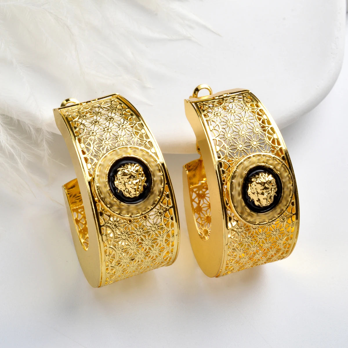 ZEADear – boucles d'oreilles ajourées couleur or 18 carats, en émail noir, gouttes d'huile, boucles d'oreilles, cadeaux de mariage du Nigeria et de l'afrique